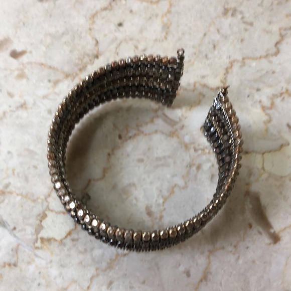 four color attached  faceted  bead cuff bracelet - Picture 6 of 7